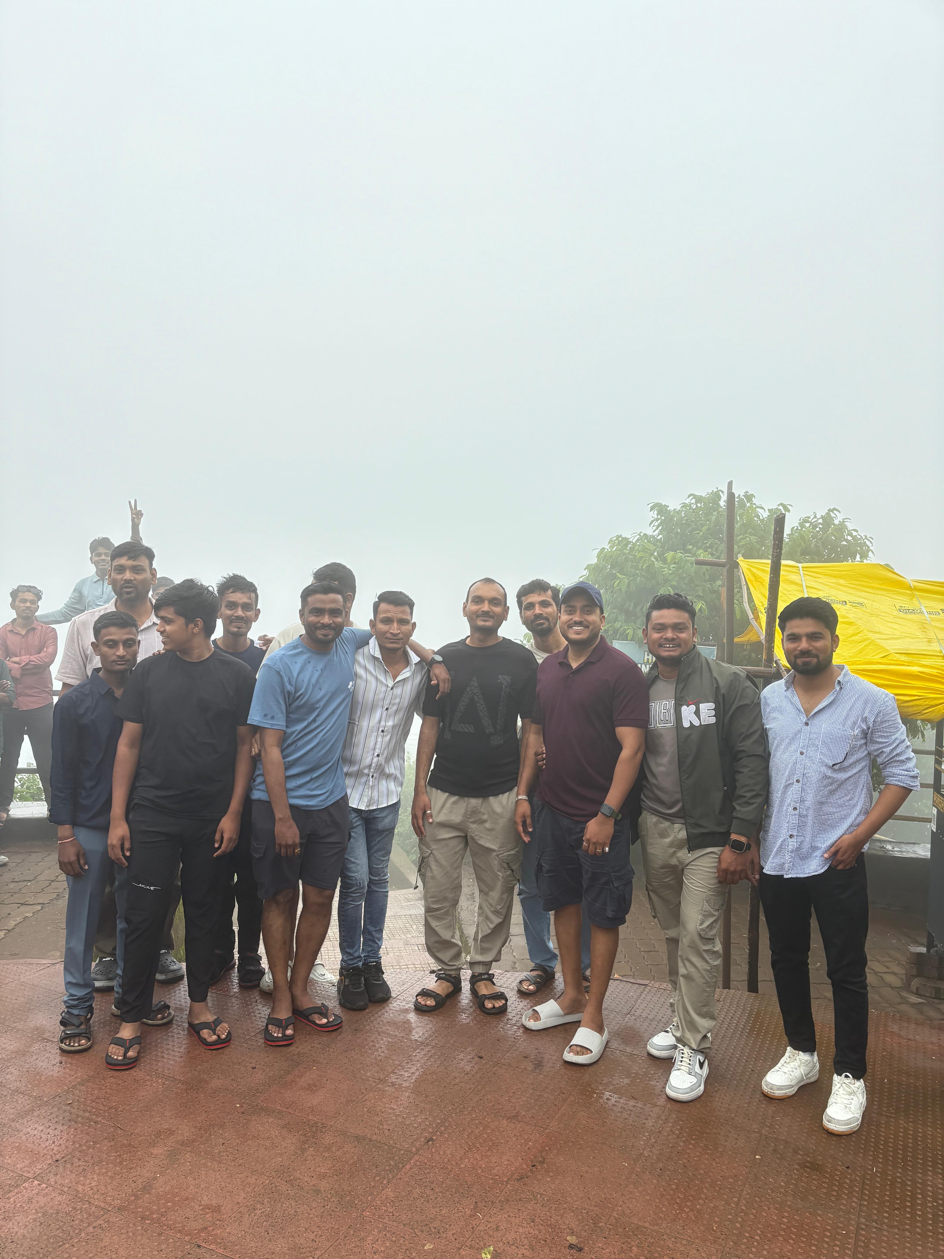 Disconnect from work, reconnect with the team.”Chikhaldara with the team! 🌿⛰️”.